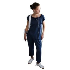 Free People FP Movement One To Beat Set Midnight Navy Blue French‎ Terry S
